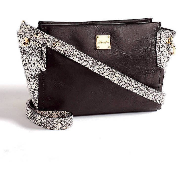 Kenneth Cole Ny Women's Handbag Interlock Leather Trapeze Crossbody New